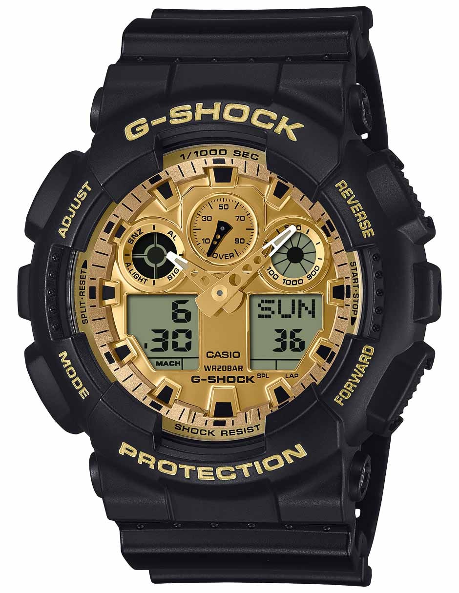Reloj G-SHOCK BLACK & GOLD SERIES para hombre GA-100GGB-1A9CR