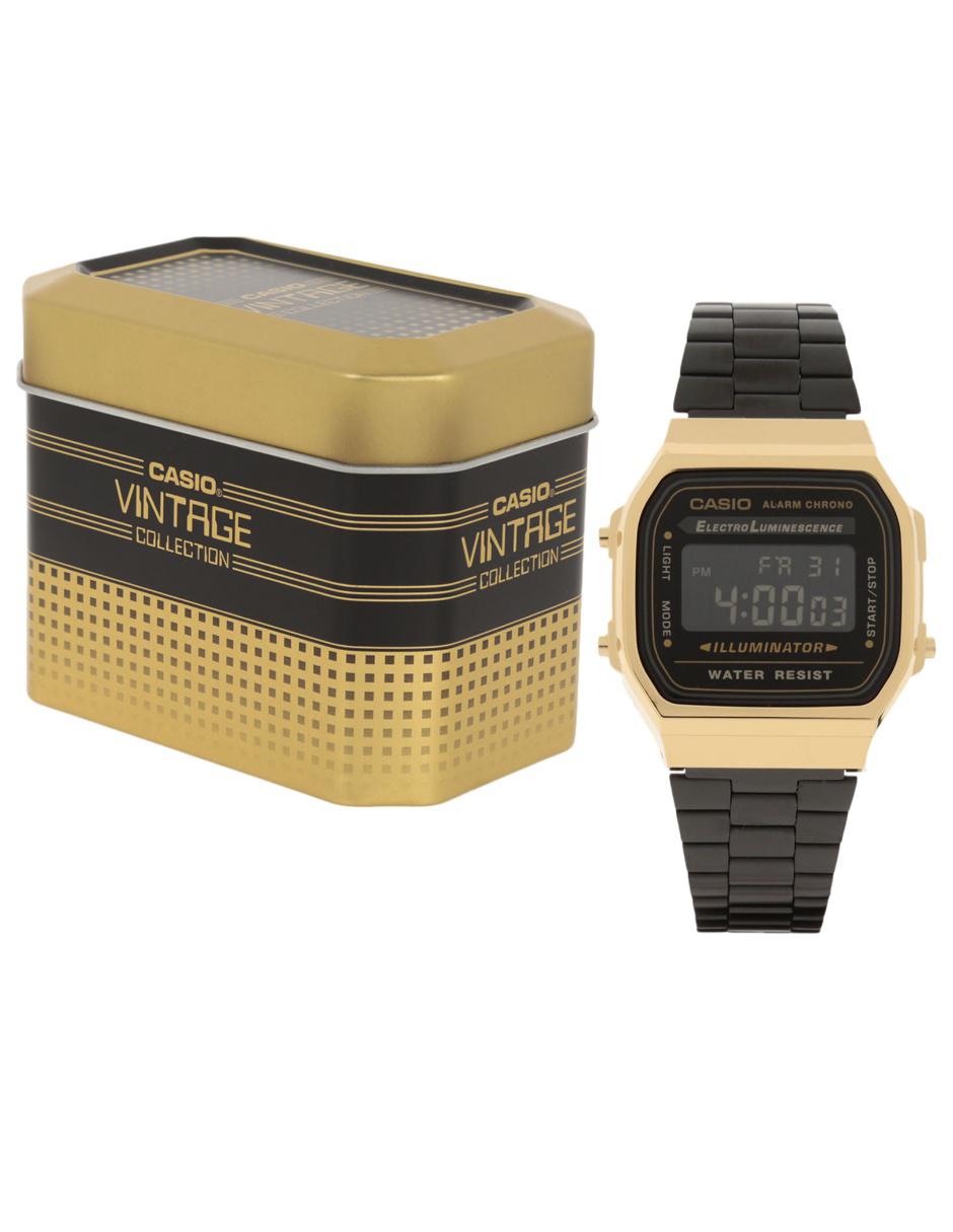 ✨ Reloj Casio Vintage dorado con correa negra, A168WEGB-1BEF ✨